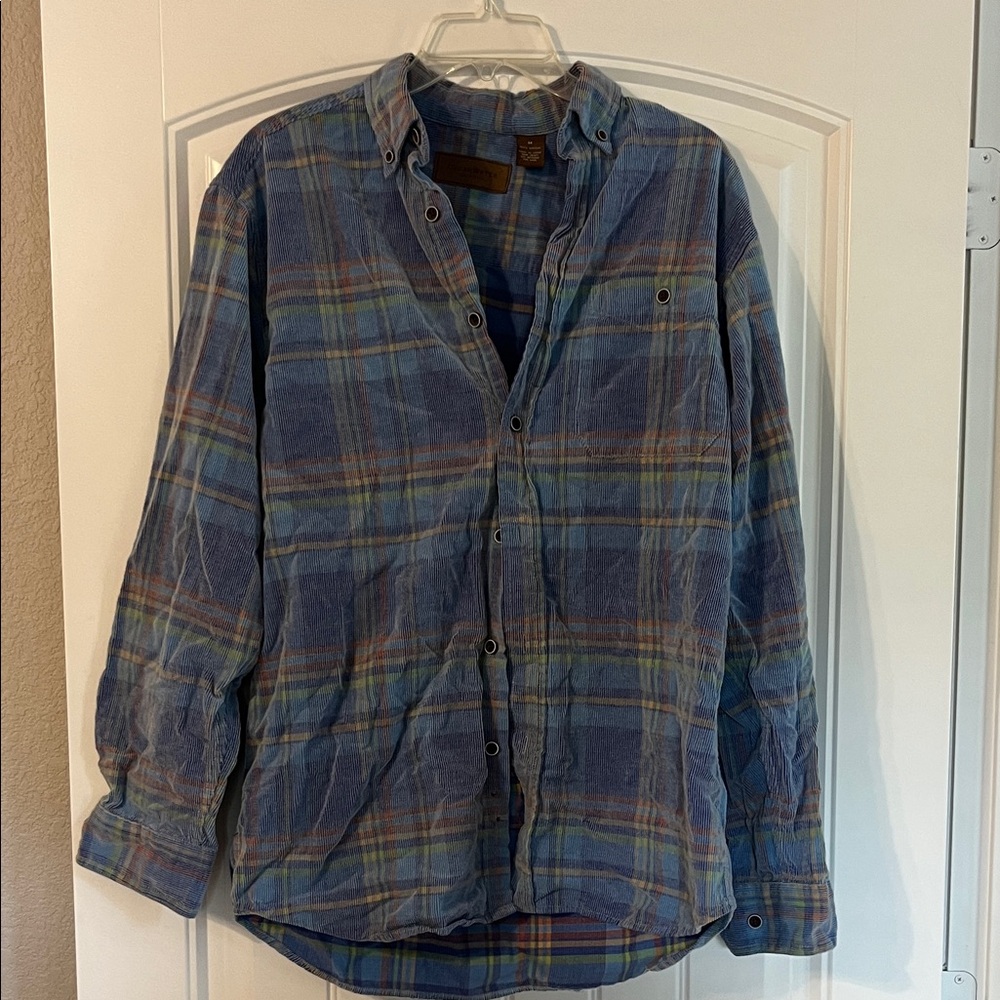Men's Blue Plaid Casual Button Down Shirt